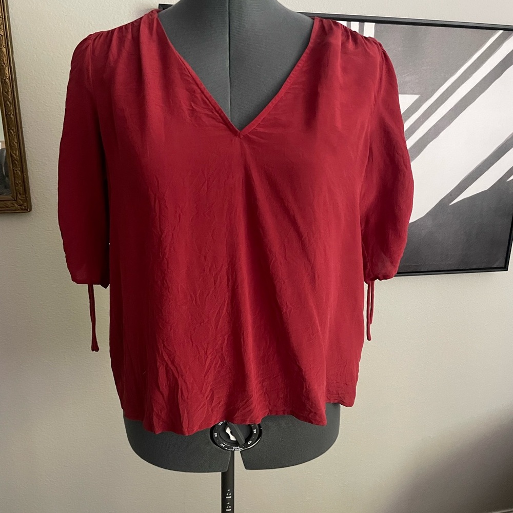 Madewell washable silk tie sleeve blouse